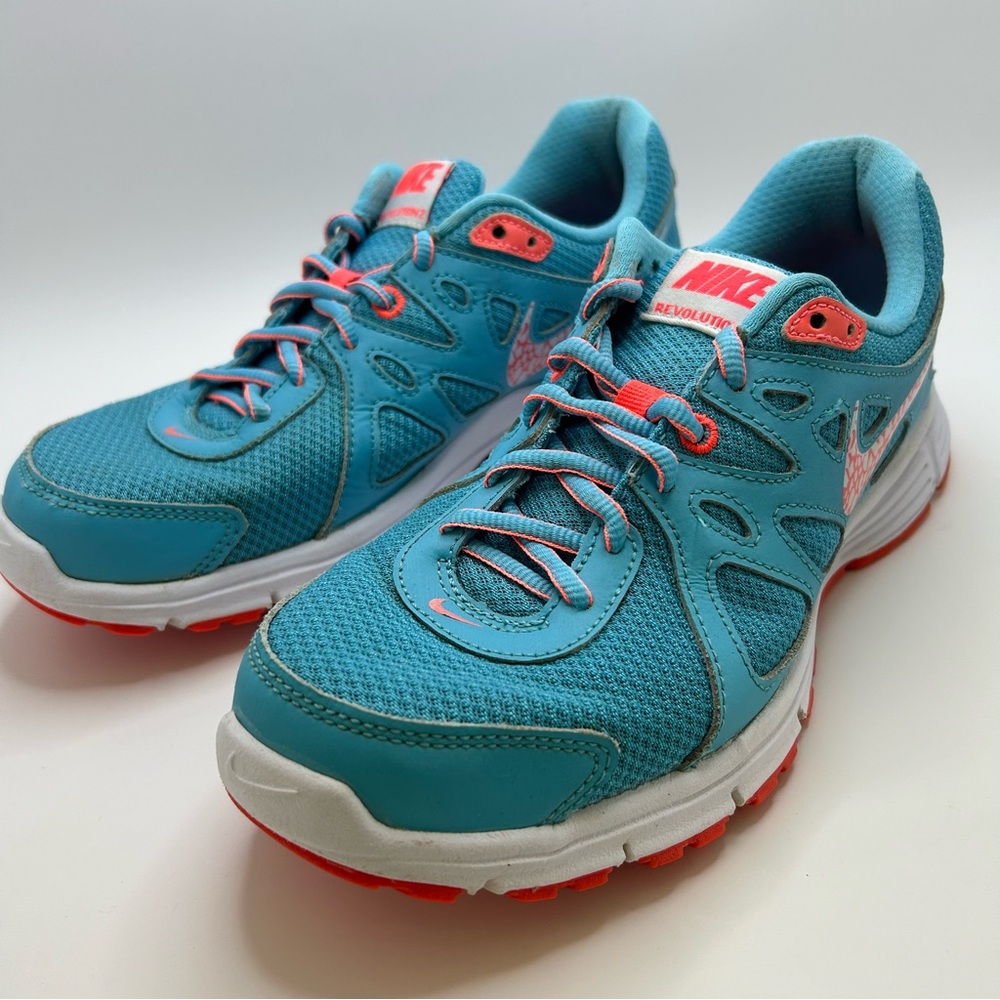 Nike Revolution 2 Clearwater Blue Lava Running Sneakers US 9